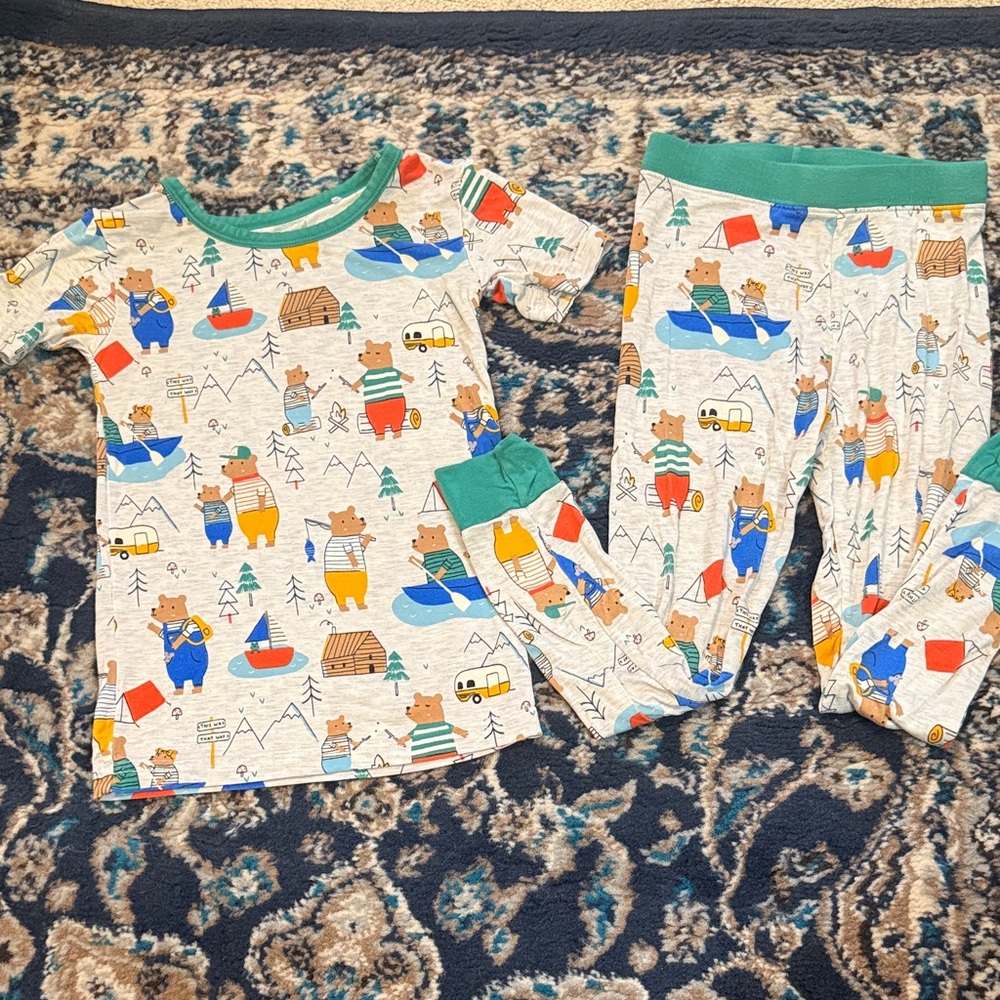 Little Sleepies Papa Bear Pajama Set with Short Sleeves and Long Pants